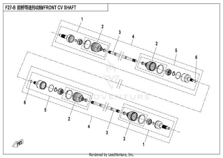 Front Cv Shaft(New) CF500AU-7S CFORCE 500 S 2017 Ferrari  Red Schematic