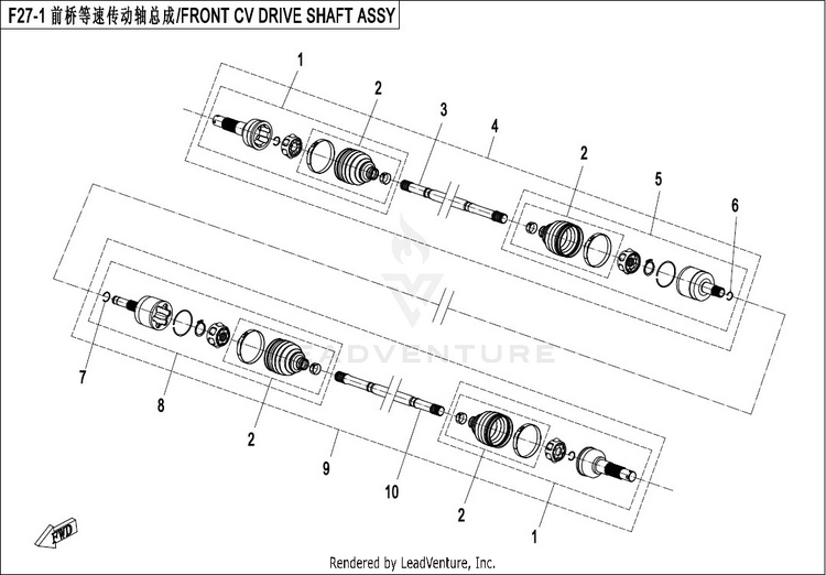 Front Cv Drive Shaft Assy (Odn) CFORCE 500 HO CF500AU-6L 2017 Crystal Orange Schematic