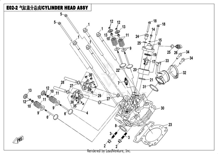 Cylinder Head Assy UFORCE 500 CF500UU 2017 Crystal Orange Schematic