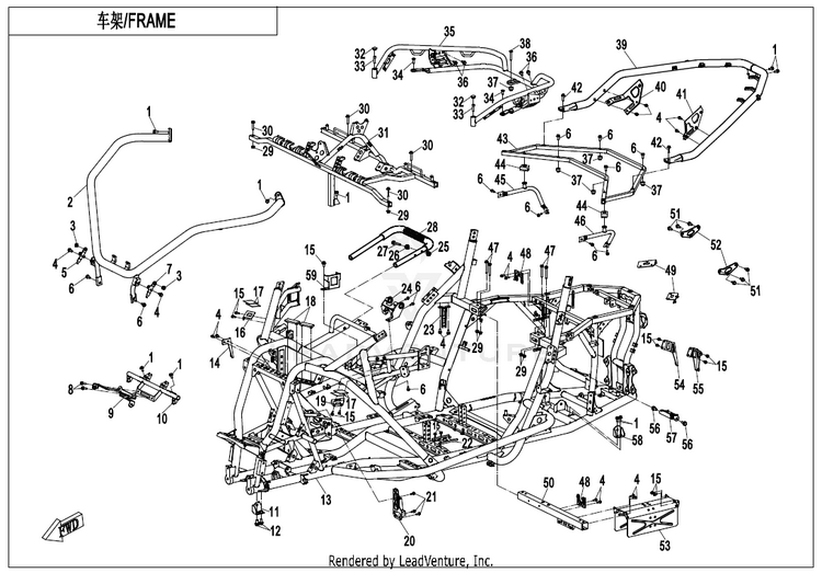 Frame ZFORCE 950 Sport CF1000US-A 2020 Fire Red Schematic