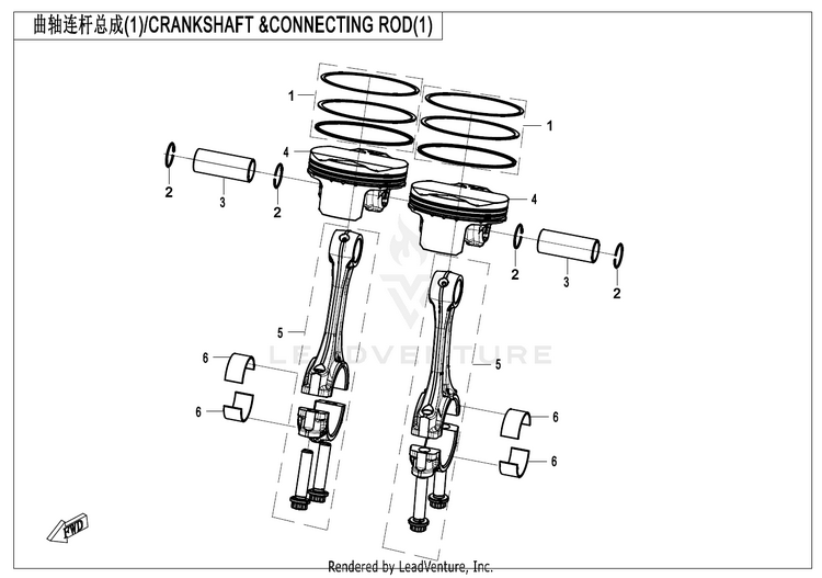Crankshaft & Connecting Rod CF400-7US 450NK 2024 Nebula White Schematic