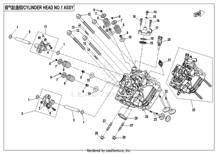 Cylinder Head No.1 Assy. CF1000UU UFORCE 1000 2019 ATHENS BLUE Schematic
