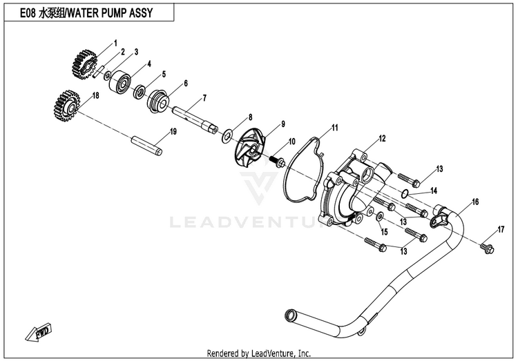 Water Pump Assy. CF1000UZ UFORCE 1000 2025 Nebula Black Schematic