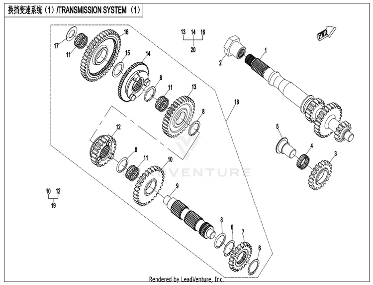 Transmission System (1) CF800 ZFORCE 800 EX EPS 2022 ATHENS BLUE Schematic