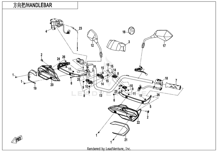 Handlebar-Nebula Black(Na) CF800AU-2A CFORCE 800 EPS 2020 Crystal Orange Schematic