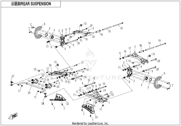 Rear Suspension CF1000UU UFORCE 1000 2019 ATHENS BLUE Schematic