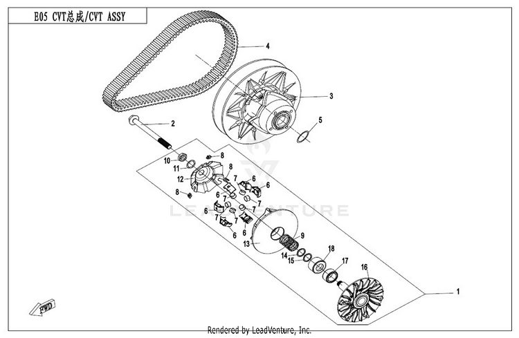 Cvt Assy CF500AU-7S CFORCE 500 S 2017 Ferrari  Red Schematic
