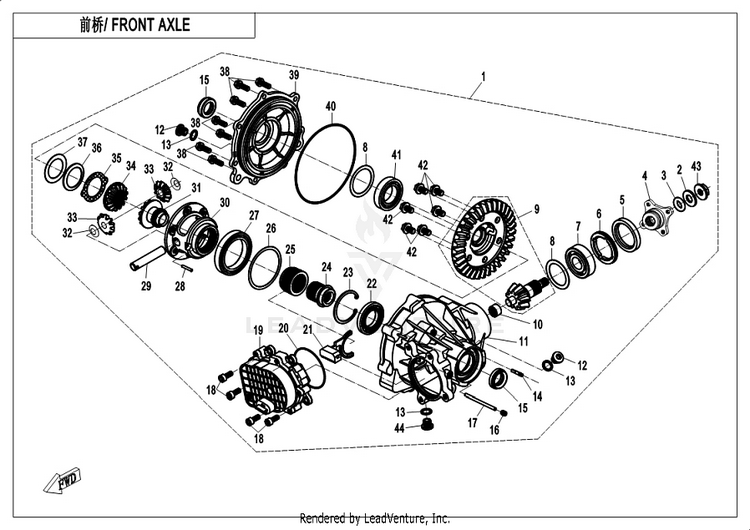 Front Differential CF1000UU UFORCE 1000 2019 ATHENS BLUE Schematic