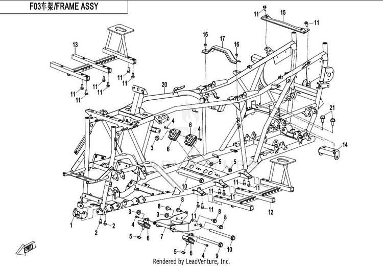 Frame Assy CFORCE 500 HO CF500AU-6L 2017 Crystal Orange Schematic