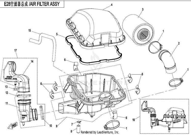 Air Filter Assy CFORCE 800 CF800-2 2017 Crystal Orange Schematic