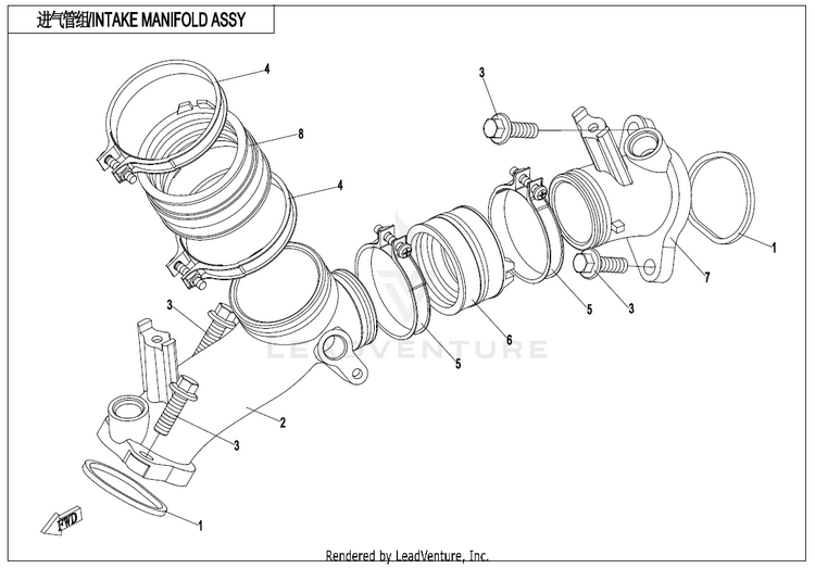Intake Manifold Assy CF800AU-2A CFORCE 800 EPS 2020 Crystal Orange Schematic