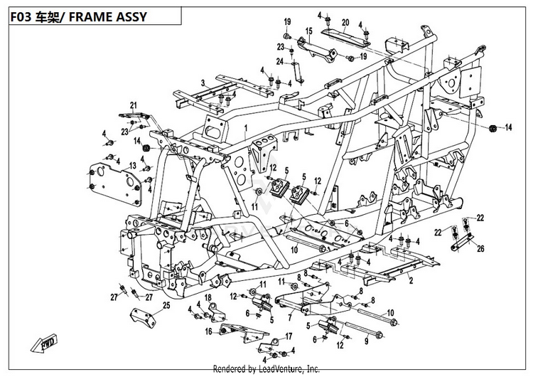 Frame Assy CFORCE 400 CF400AU 2017 Crystal Orange Schematic