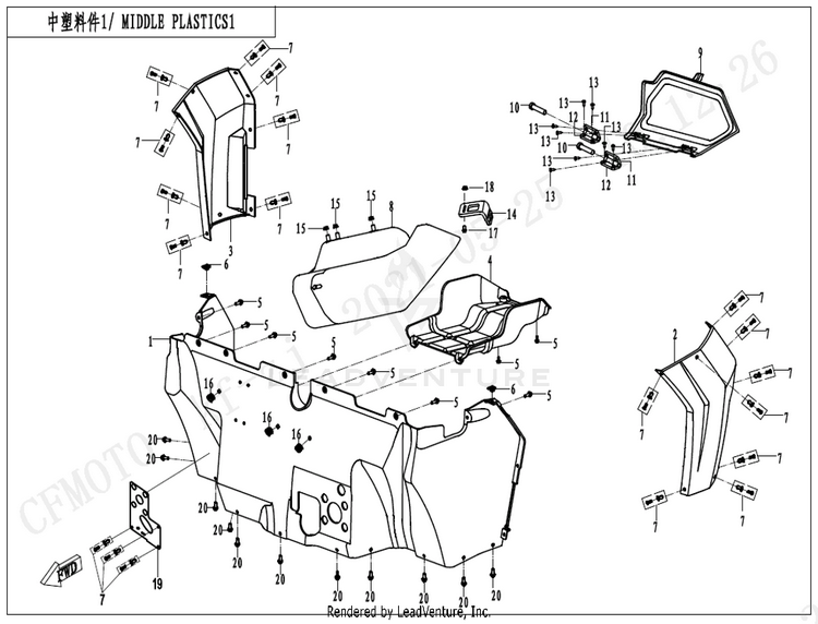 Middle Plastics CF800 ZFORCE 800 EX EPS 2022 ATHENS BLUE Schematic