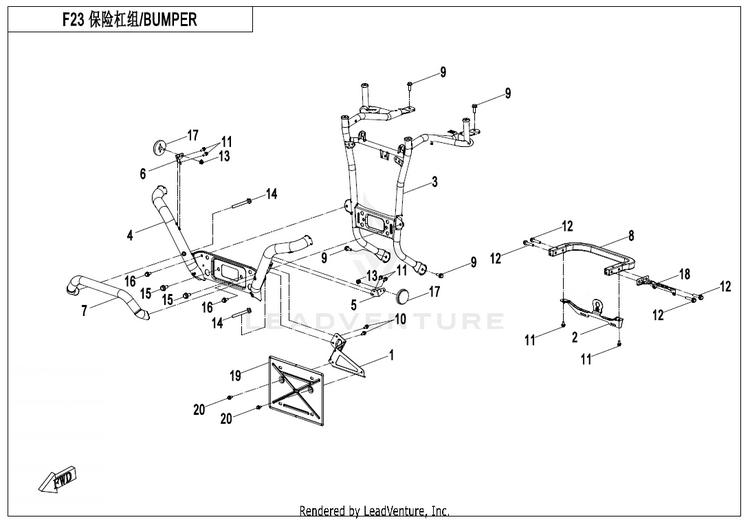 Bumper CF500AZ-9S CFORCE 500 S 2022 Force Red Schematic