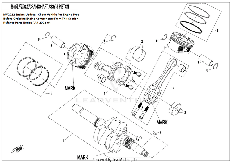 Crankshaft & Connecting Rod & Piston Assy. (Dry Clutch) CF800 ZFORCE 800 EX EPS 2022 ATHENS BLUE Schematic
