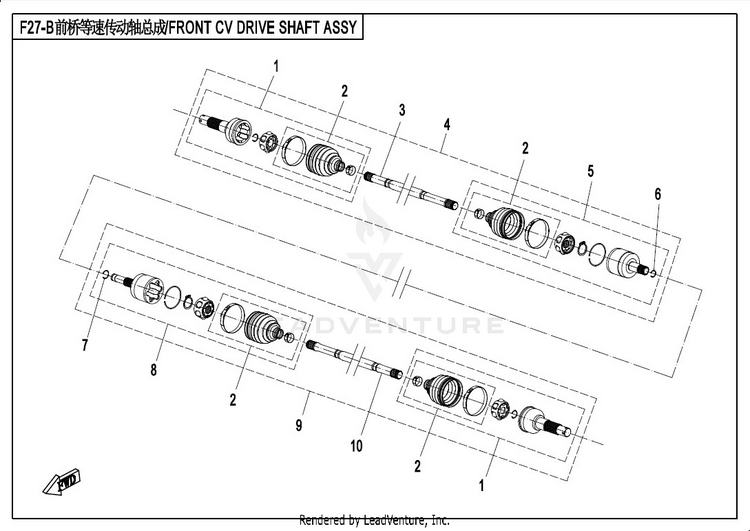 Front Cv Drive Shaft Assy (Odm) CFORCE 800 CF800-2 2017 Crystal Orange Schematic