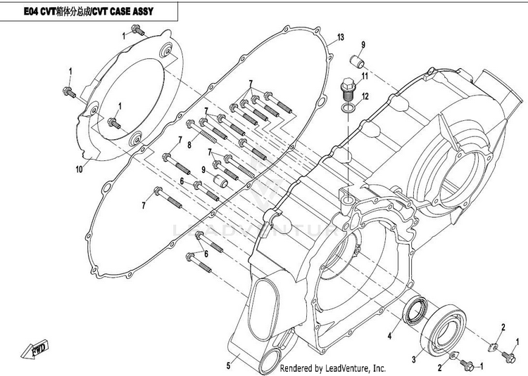 Cvt Case Assy CFORCE 800 CF800-2 2017 Crystal Orange Schematic