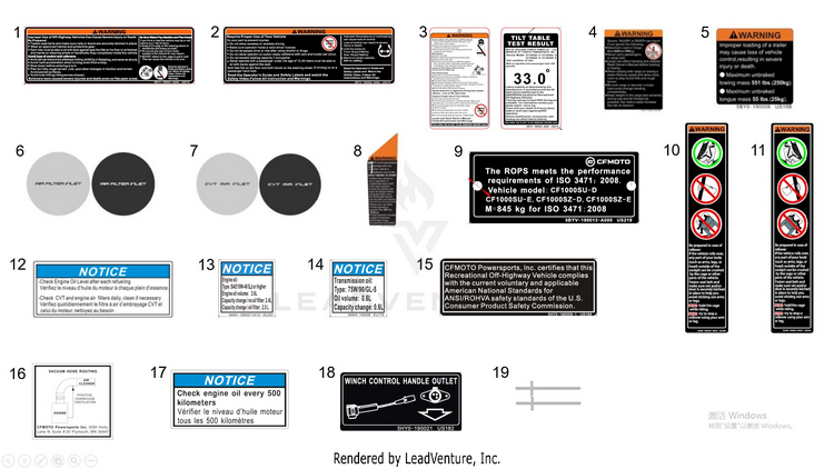Warning Label ZFORCE 950 HO EX CF1000SZ-D 2022 Lava Orange Schematic