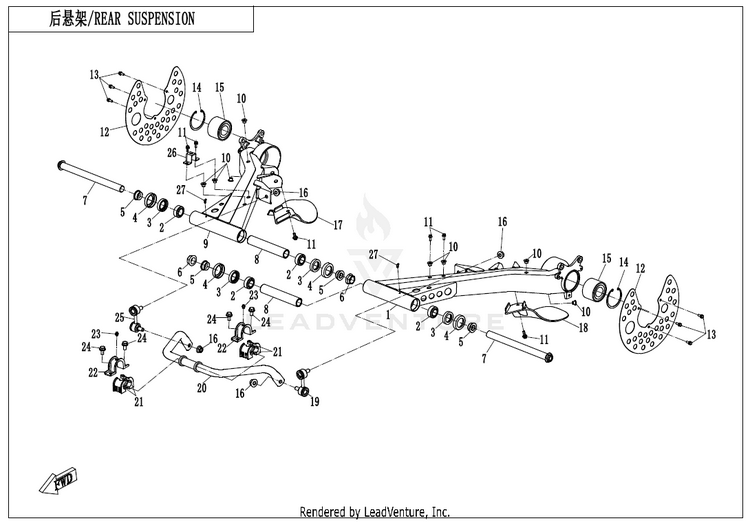 Rear Suspension CF800AU-2A CFORCE 800 EPS 2020 Crystal Orange Schematic