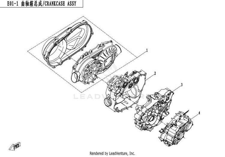 Crankscase Assy CFORCE 500 HO CF500AU-6L 2017 Crystal Orange Schematic