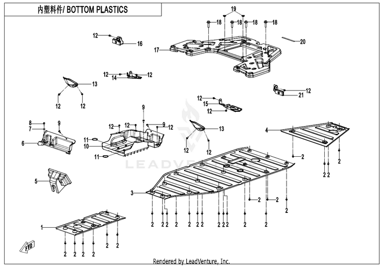 Bottom Plastics ZFORCE 950 HO EX CF1000SZ-D 2022 Lava Orange Schematic