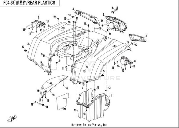 Plastic Parts Iii CFORCE 400 CF400AU 2016 Crystal Orange Schematic