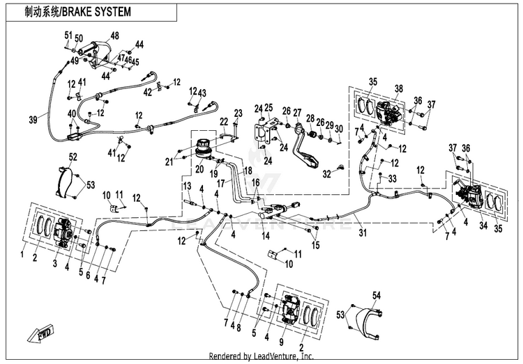 Brake System ZFORCE 950 Sport CF1000US-A 2020 Fire Red Schematic