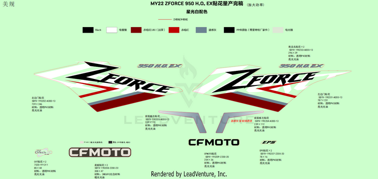 Decal,Na(Nebula White) ZFORCE 950 HO EX CF1000SZ-D 2022 Lava Orange Schematic