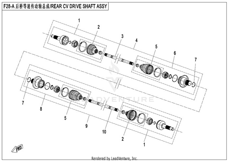Rear Cv Drive Shaft Assy (Sps) CFORCE 400 CF400AU 2017 Crystal Orange Schematic
