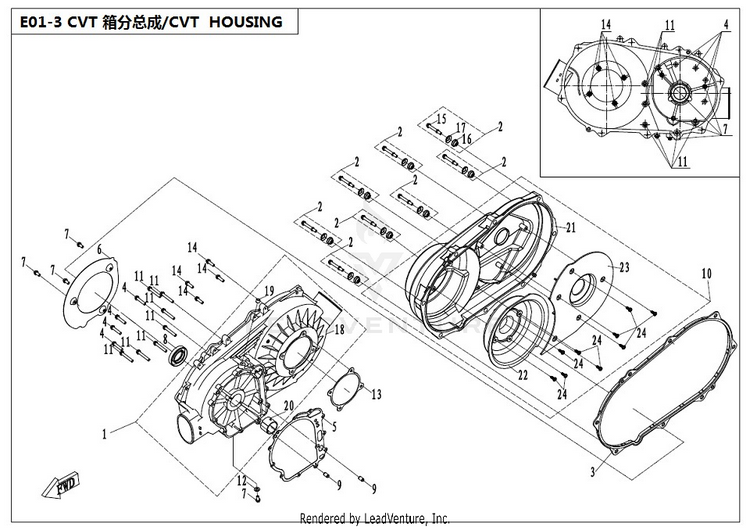 Cvt Housing Assy - New CFORCE 400 CF400AU 2017 Crystal Orange Schematic