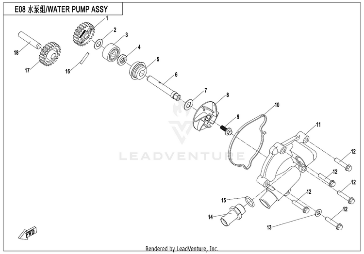Water Pump Assy. CF800AU-2A CFORCE 800 EPS 2020 Crystal Orange Schematic