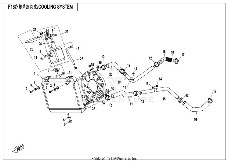 Cooling System CFORCE 400 CF400AU 2017 Crystal Orange Schematic