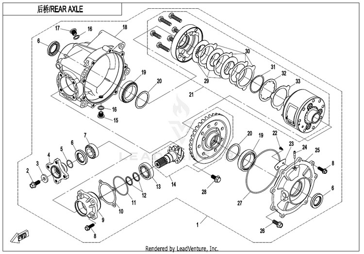Rear Axle(Automatic Lock Differential ) CF1000UZ UFORCE 1000 2025 Nebula Black Schematic