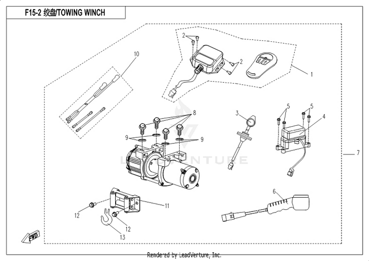 Towing Winch CF800-3 UFORCE 800 EPS 2018 Grey Schematic