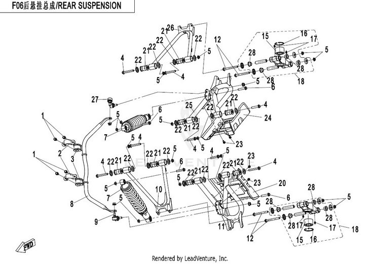 Rear Suspension CFORCE 500 HO CF500AU-6L 2017 Crystal Orange Schematic