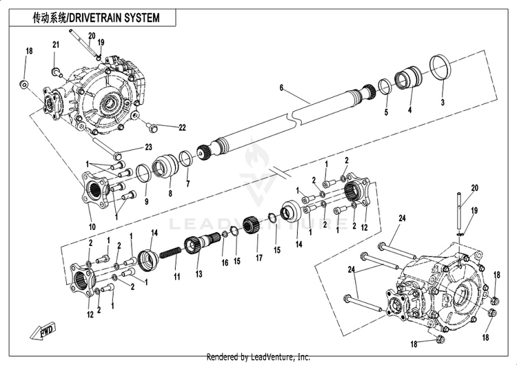 Drivetrain System CF1000UU UFORCE 1000 2019 ATHENS BLUE Schematic