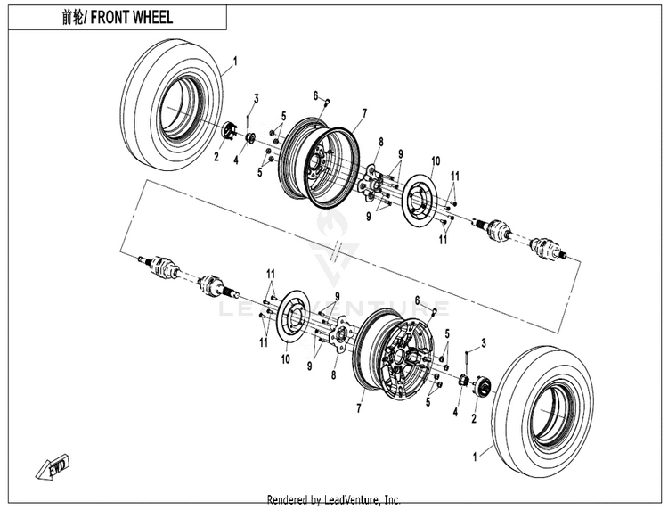 Front Wheel CF600AU-3S CFORCE 600 2022 Force Red Schematic