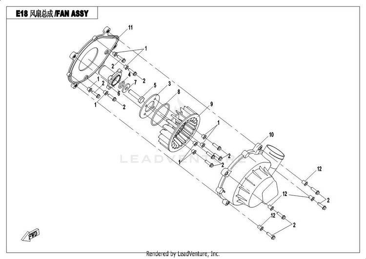 Fan Assy (Eng) UFORCE 500 CF500UU 2017 Crystal Orange Schematic