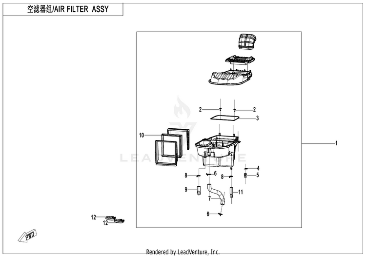 Air Filter Assy CF400-7US 450NK 2024 Nebula White Schematic