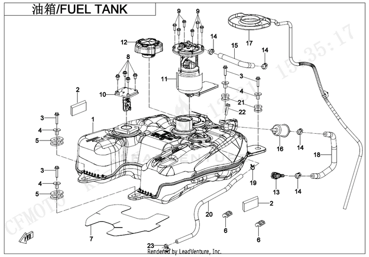 Fuel Tank CF500AZ-9S CFORCE 500 S 2022 Force Red Schematic