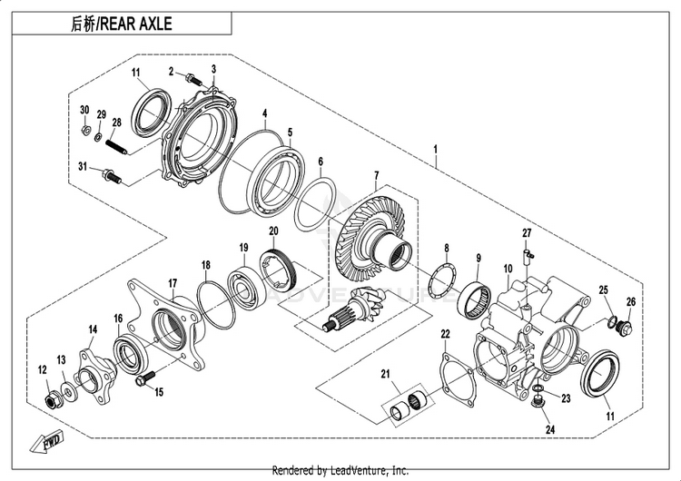 Rear Gearcase CFORCE 400 CF400AU 2019 Crystal Orange Schematic