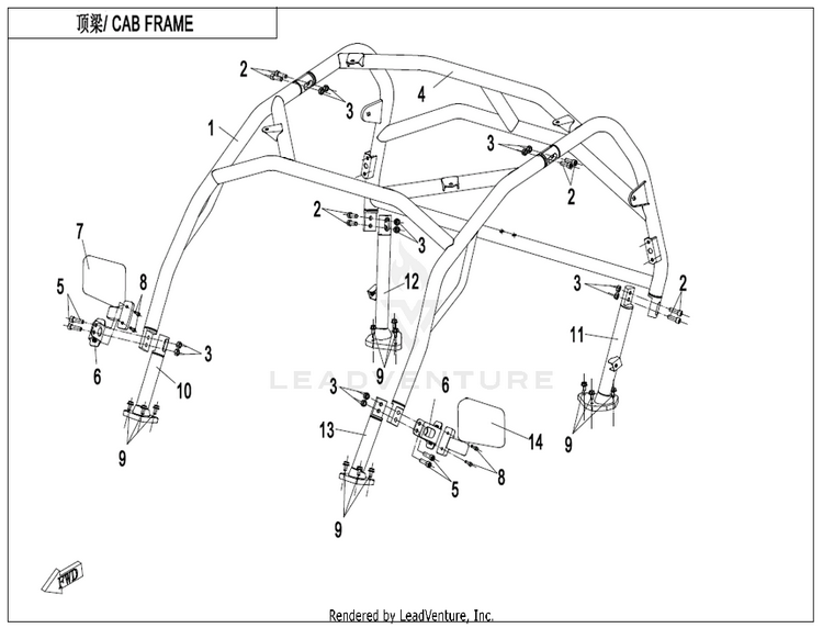 Cab Frame (Na) CF800 ZFORCE 800 EX EPS 2022 ATHENS BLUE Schematic