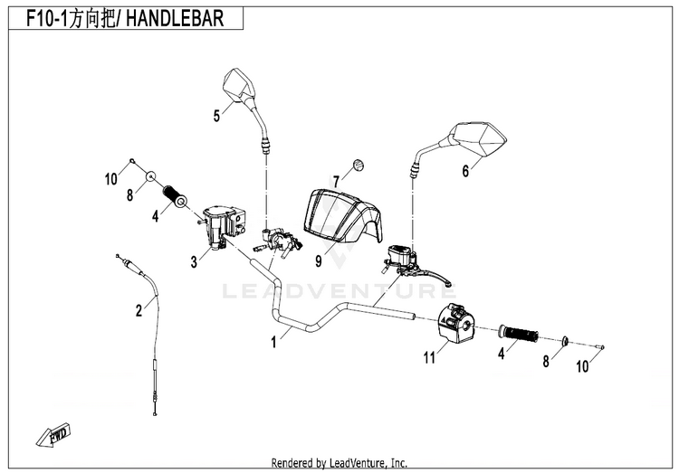 Handlebar CF500AZ-9S CFORCE 500 S 2022 Force Red Schematic
