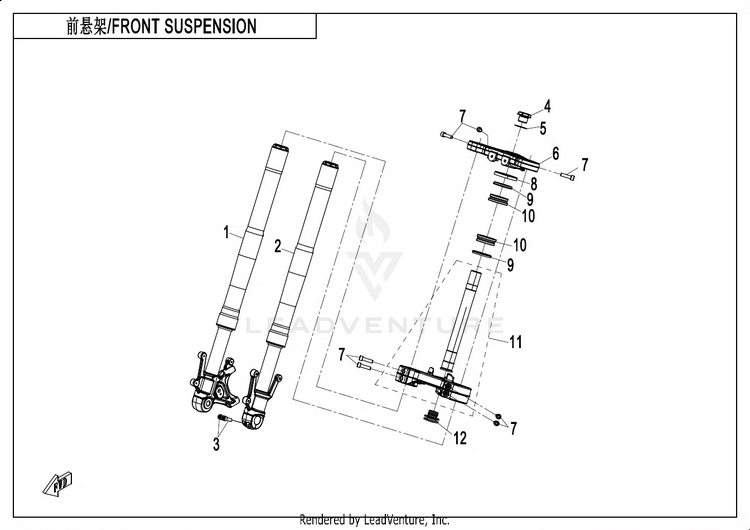 Front Suspension CF400-7US 450NK 2024 Nebula White Schematic