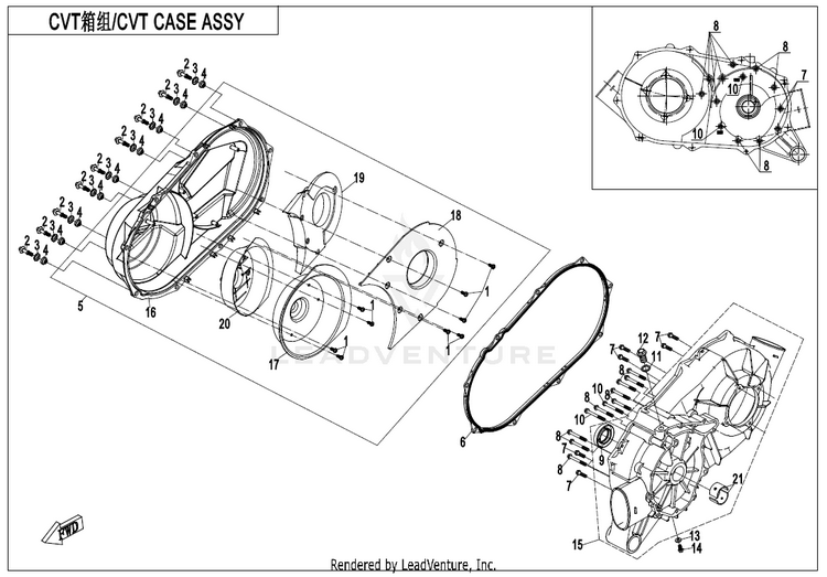 Cvt Case Assy CF800AU-2A CFORCE 800 EPS 2020 Crystal Orange Schematic
