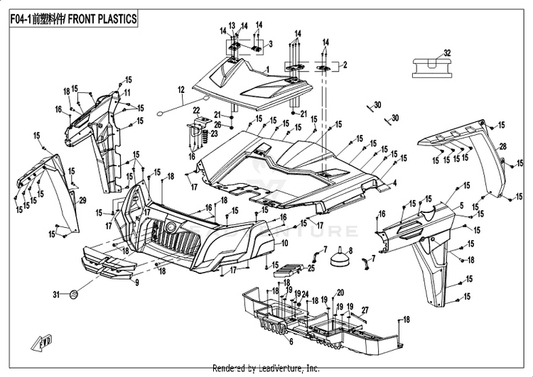 Front Plastics CF800-3 UFORCE 800 EPS 2018 Grey Schematic