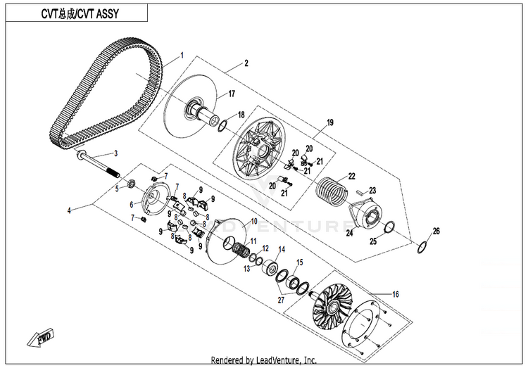 Cvt Assy CF1000UZ UFORCE 1000 2025 Nebula Black Schematic