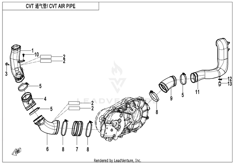Cvt Air Pipe CF500AZ-9S CFORCE 500 S 2022 Force Red Schematic