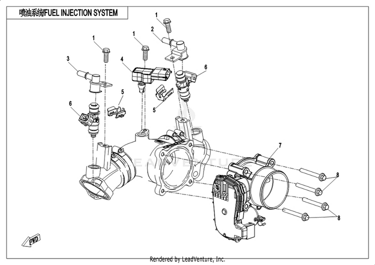 Fuel Injection System CF1000UU UFORCE 1000 2019 ATHENS BLUE Schematic