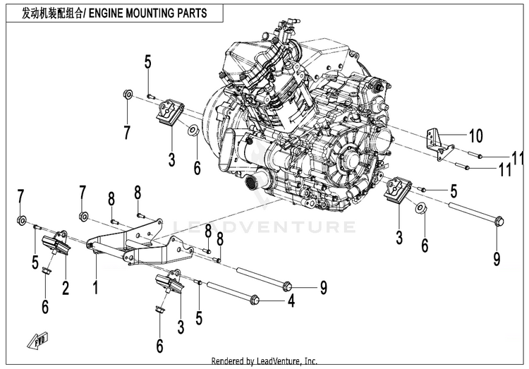 Engine Mounting Parts CF500AZ-9S CFORCE 500 S 2022 Force Red Schematic